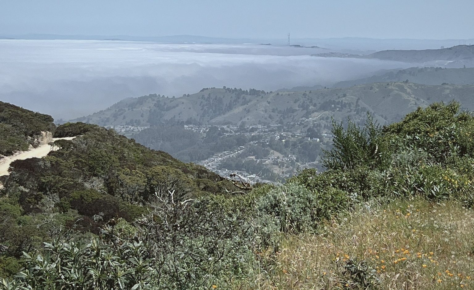 The marine layer over the valley — Pacifica, ancestral lands of the Aramai band of the Ramaytush Ohlone